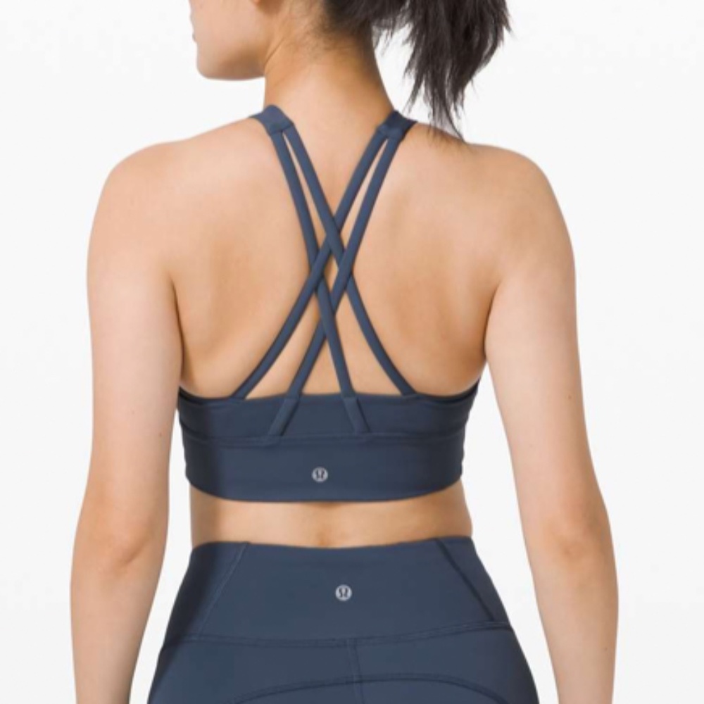 Lululemon Longline Energy Bra Medium Support Size 6 Dark Blue/ Grey